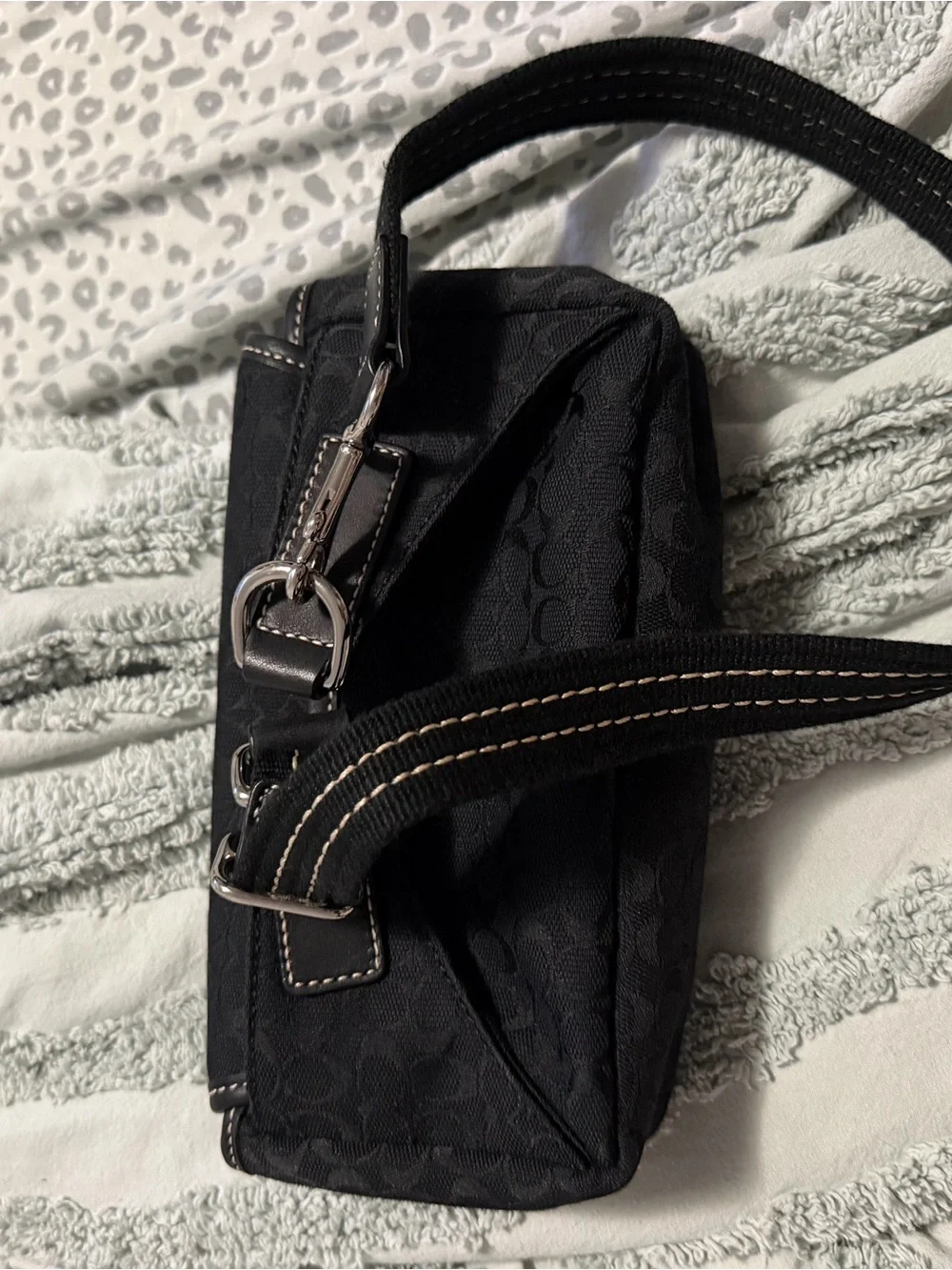 Coach Black Signature Canvas Belt Bag with Buckle Detail